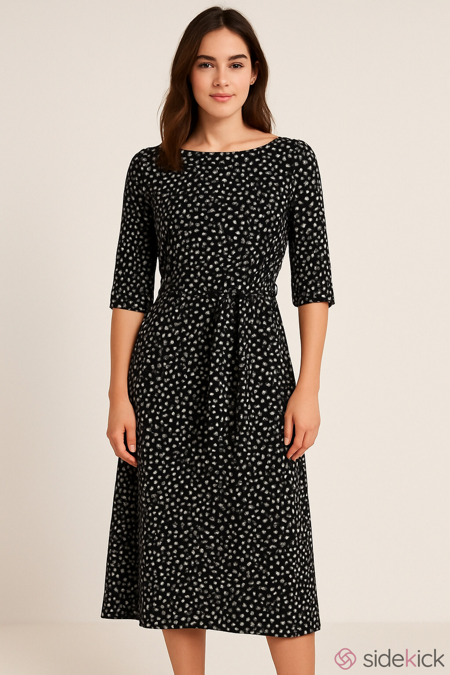 Ann Taylor Black & White Printed Sheath Dress Sz 12